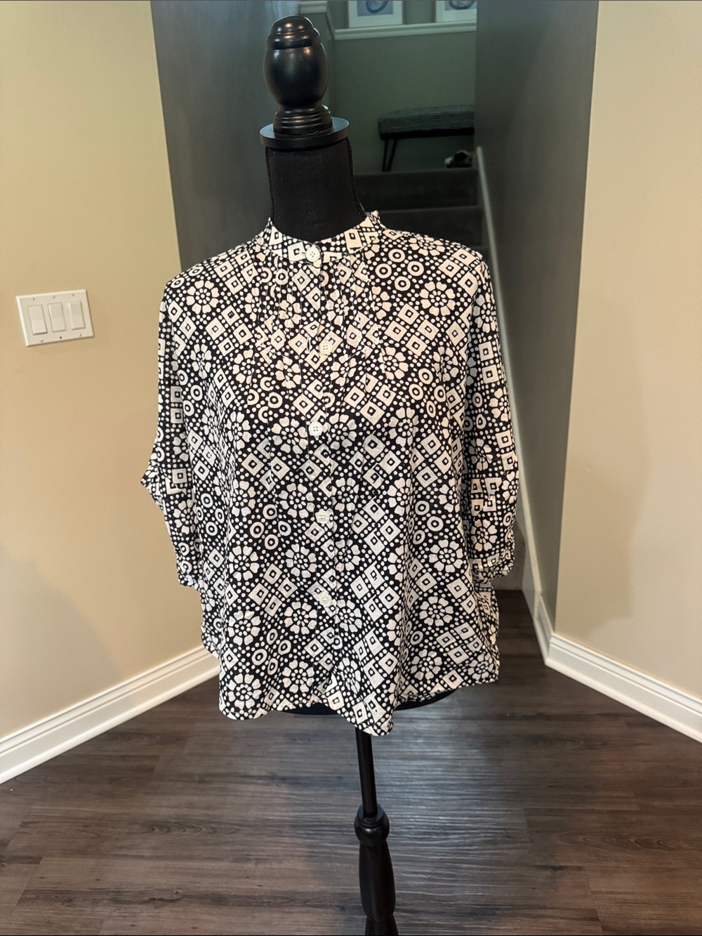Emerson Fry Black and White Printed Blouse